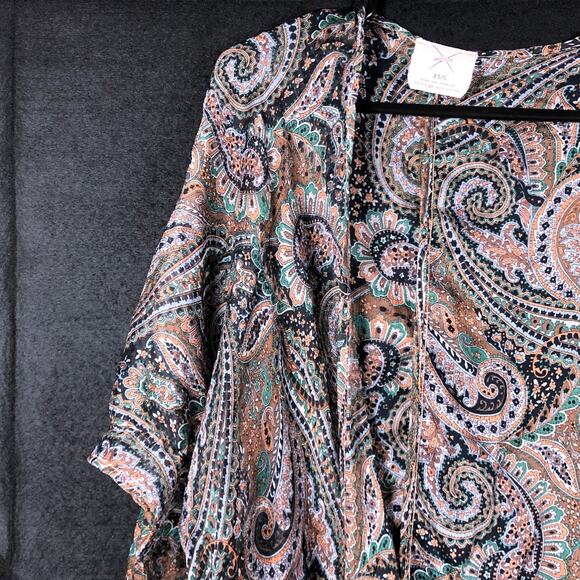 Pins And Needles Women Kimono Multicolor Paisley Open Front 3/4 Sleeve XS/S - Picture 4 of 11